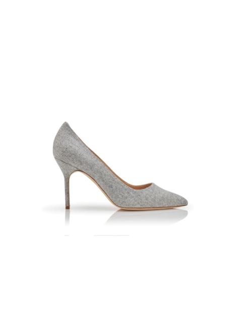 Manolo Blahnik Grey Wool Pointed Toe Pumps