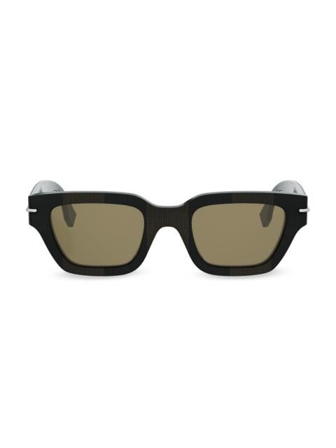 FENDI Men Fendi Selleria 50MM Rectangular Sunglasses - Dark Brown And Brown