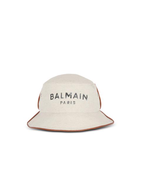 Balmain Cotton and leather B-Army bucket hat with Balmain logo