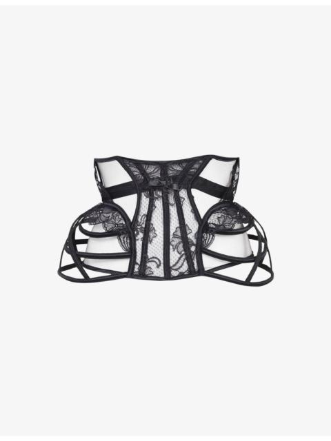 Agent Provocateur Rozlyn lace-embroidered woven waspie