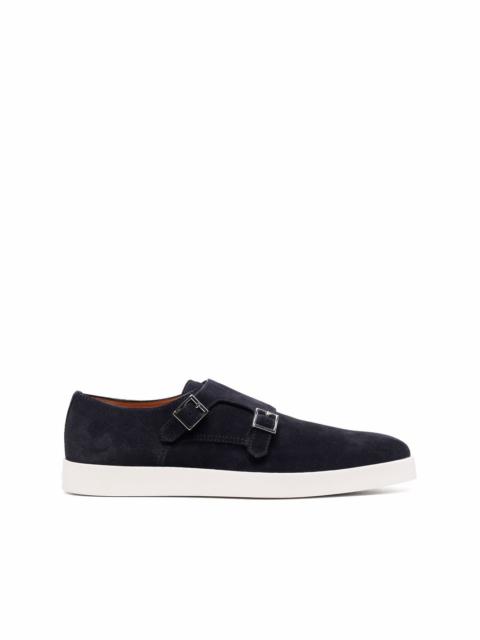 Santoni double-buckle suede monk shoes