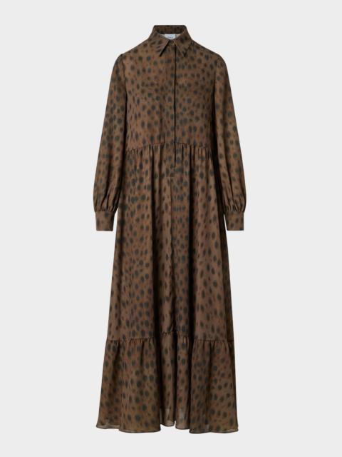 AKRIS Leopard-Print Viscose Georgette Midi Shirtdress