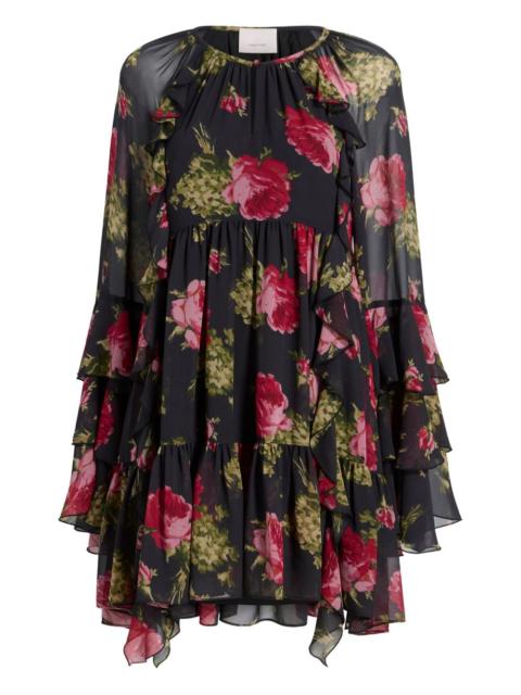 Cinq à Sept Emelia ruffled baroque-roses mini dress
