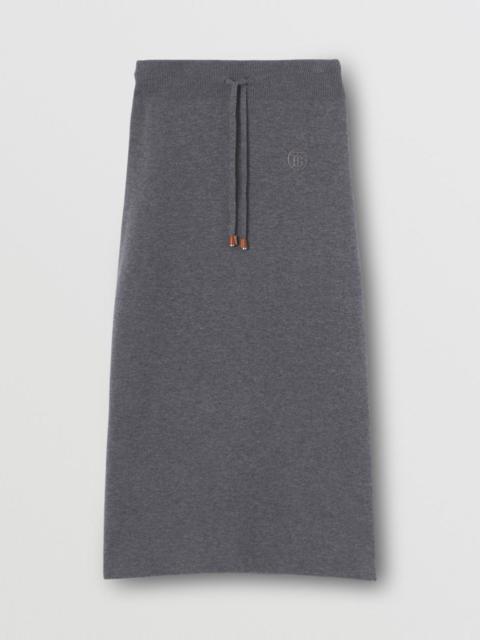 Monogram Motif Cashmere Cotton Blend Pencil Skirt