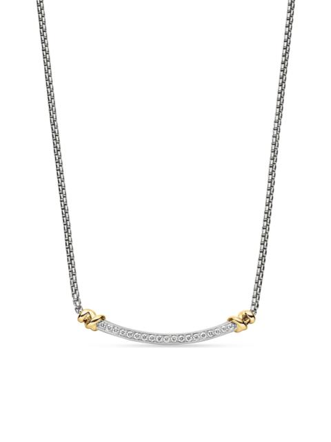 DAVID YURMAN Women's Petite Helena Wrap Station Necklace in Sterling Silver with 18K Yellow Gold and Diamonds, 29