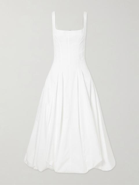 SIMKHAI Hally pleated cotton-blend midi dress White