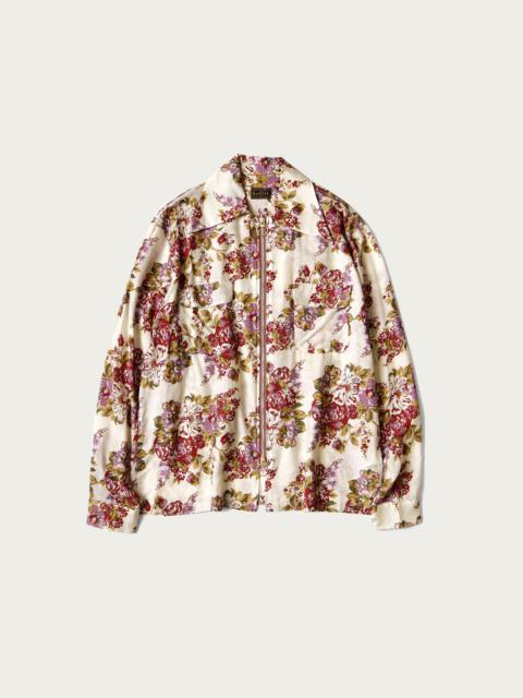 Kapital Silk Rayon CHAMPETRE MARIA DRIZZLE Open Collar Shirt - White/Purple