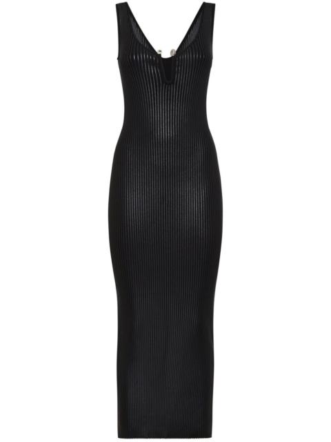 PHILIPP PLEIN coated ribbed-knit midi dress