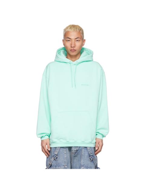 BALENCIAGA 남자의 로고 Hoodie 녹색에 중간 적합