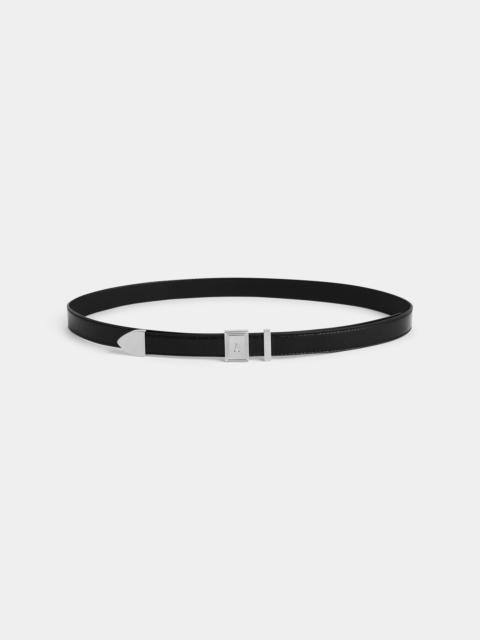 rabanne BLACK LEATHER BELT WITH A RECTANGULAR SILVER BUCKLE
