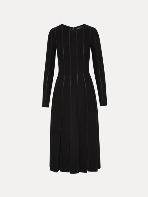 Oscar de la Renta PLEATED INSET KNIT DRESS
