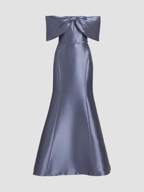 AMSALE Women's Mikado Off-The-Shoulder Gown - Slate