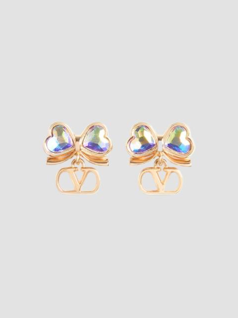 Valentino Women's VLogo Floc Earrings in Metal and Crystals - Gold Multicolor