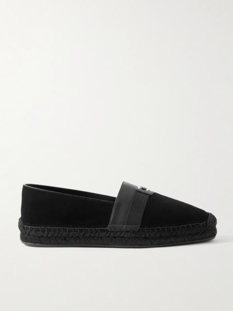 Christian Louboutin Alfarica Logo-Embellished Leather and Grosgrain-Trimmed Suede Espadrilles