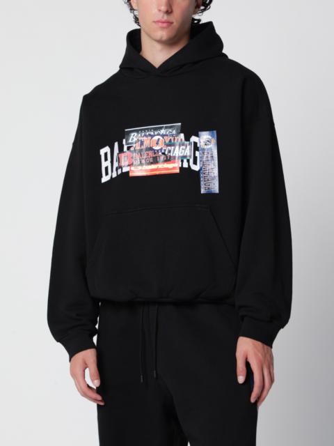 BALENCIAGA Black hoodie with logo print