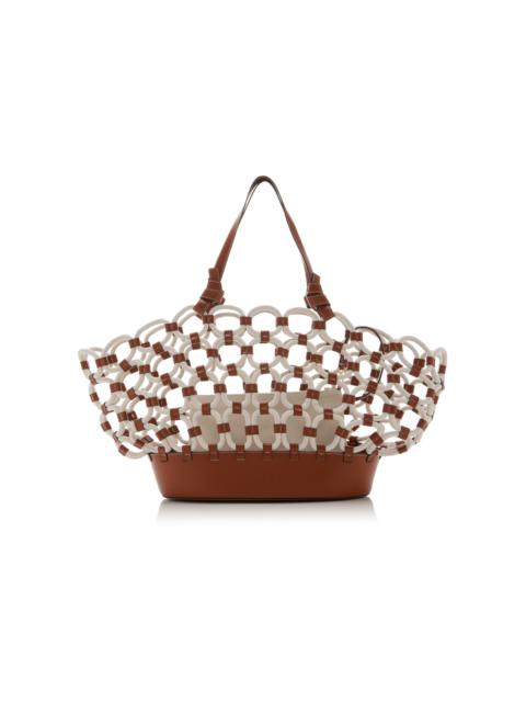 Squillo Woven Leather Rope Bag white