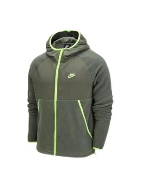 Nike Nike Sportswear Full-length zipper Cardigan hooded Fleece Lined logo Jacket Green DM1220-380