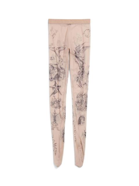 BALENCIAGA Women's Tat Tights in Light Beige