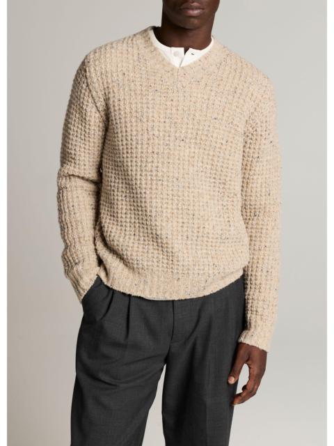 Vince Donegal Waffle Merino Wool-Blend V-Neck Sweater