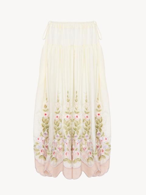 Chloé GATHERED LONG SKIRT IN TECHNICAL TAFFETA