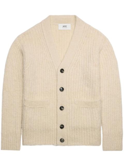 AMI Paris V-neck rib-knit cardigan
