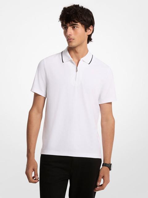MICHAEL KORS Logo Jacquard Zip-Up Polo Shirt