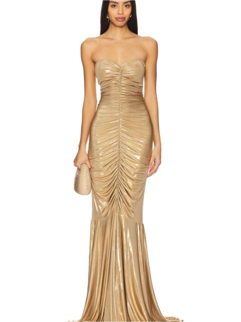 NORMA KAMALI Strapless Shirred Front Fishtail Gown