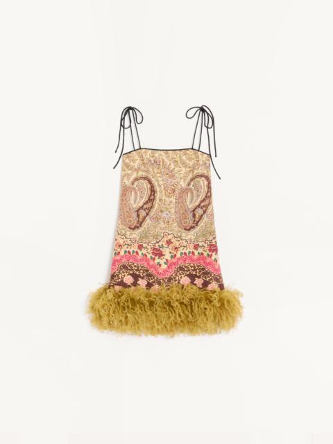 Valentino SHORT SHAPPE SILK DRESS WITH VOYAGE IMAGINAIRE PAISLEY