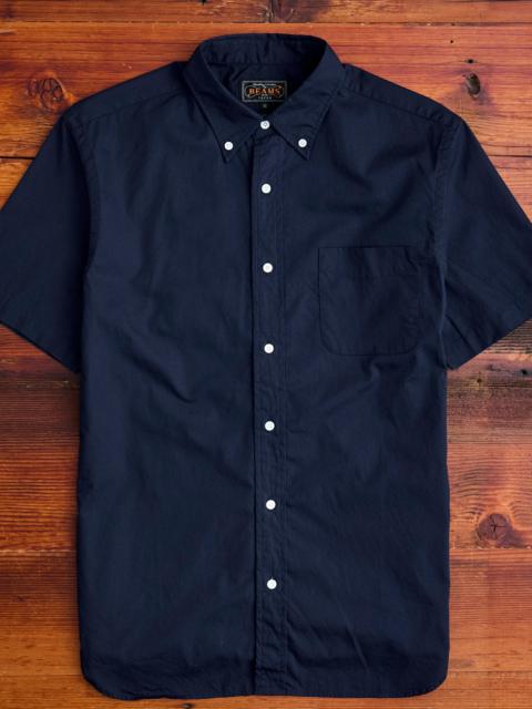 Broad Cloth Short Sleeve Button-Down Shirt in Navy