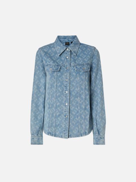 PINKO DENIM SHIRT WITH LOVE BIRDS LOGO