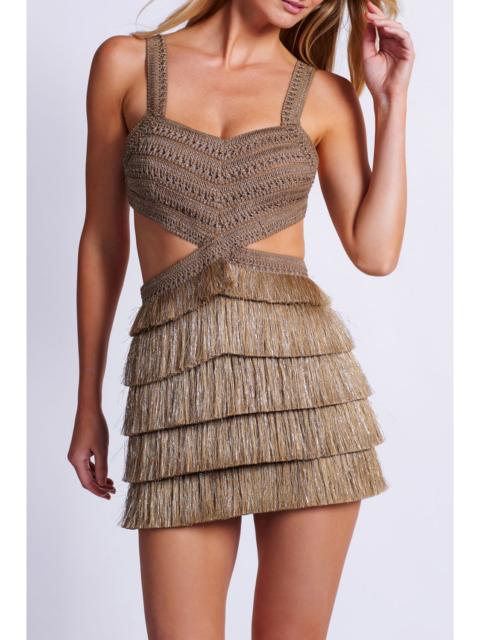 PatBO Metallic Fringe Cut-Out Mini Dress