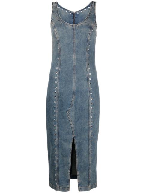 Blumarine eyelet-embellished denim midi dress