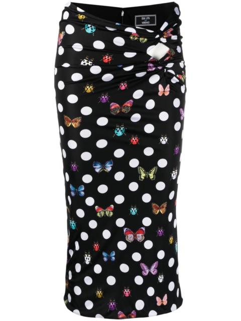 x Dua Lipa Butterflies-print midi skirt