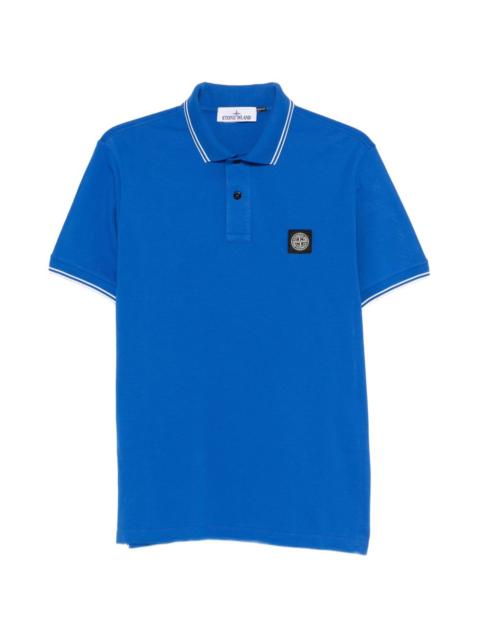 Stone Island logo-patch piped polo shirt
