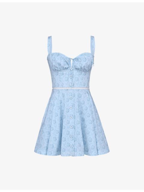 House of CB Calia Floral-Print Stretch-Cotton Mini Dress