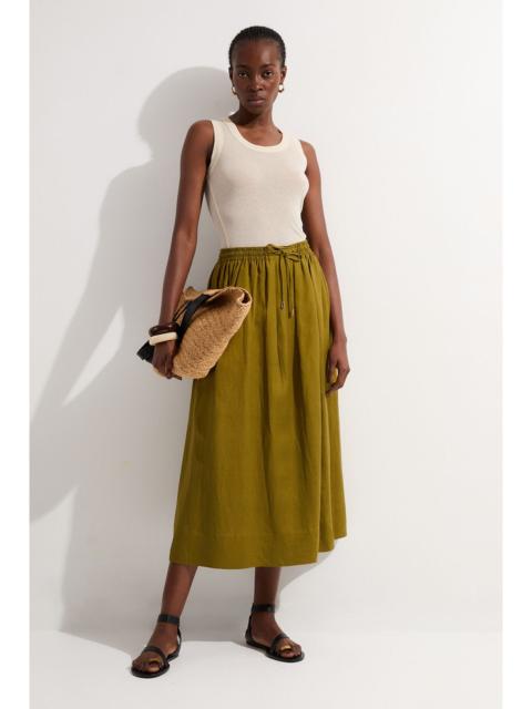 KAREN MILLEN Viscose Linen Tie Waist Woven Full Midi Skirt