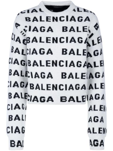BALENCIAGA intarsia-logo crew-neck jumper