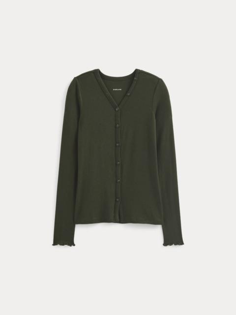 EVERLANE SHEER V-NECK CARDIGAN IN BUTTERLUXE