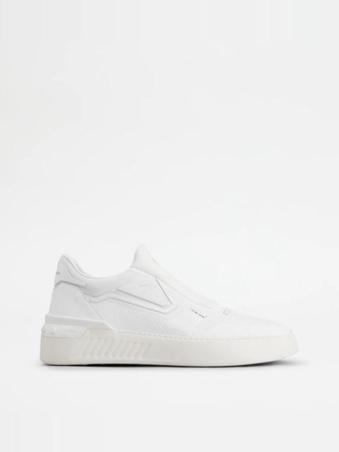 Tod's NO_CODE X SLIP-ON SHOES IN TECHNICAL FABRIC AND LEATHER - WHITE