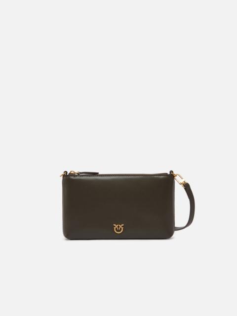 PINKO FLAT LEATHER CLUTCH WITH LOVE BIRDS LOGO