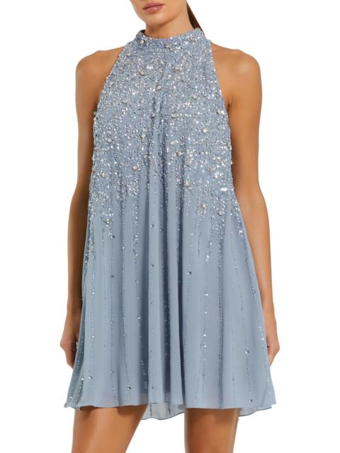 MAC DUGGAL Women's Sequin-Embellished Trapeze Dress - Powder Blue