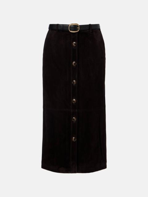 self-portrait Suede midi skirt