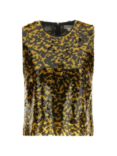 STAUD Seraphina two-tone sequinned top