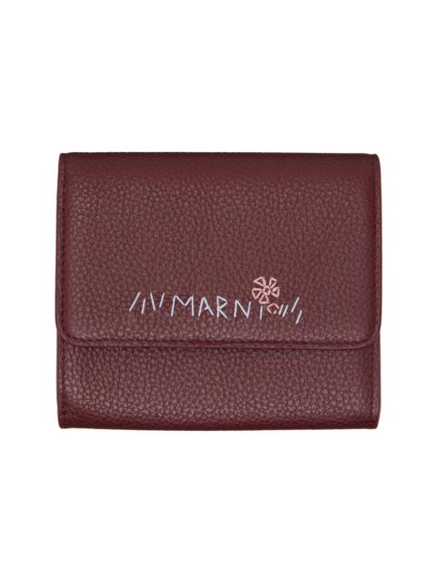 Marni Burgundy 'Marni Mending' Leather Flap Card Holder
