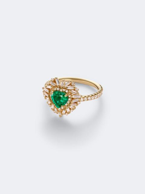 SUZANNE KALAN 18kt gold ring with emerald and diamonds