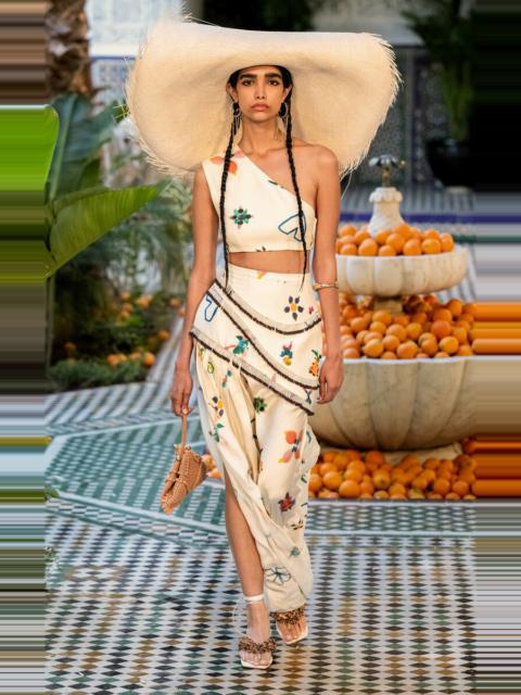 ALÉMAIS Sidi Embellished Linen-Blend Midi Skirt multi