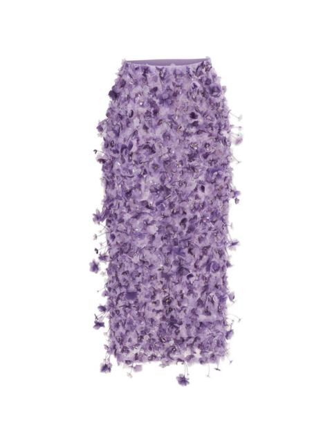 CAROLINA HERRERA violet-embroidered pencil skirt