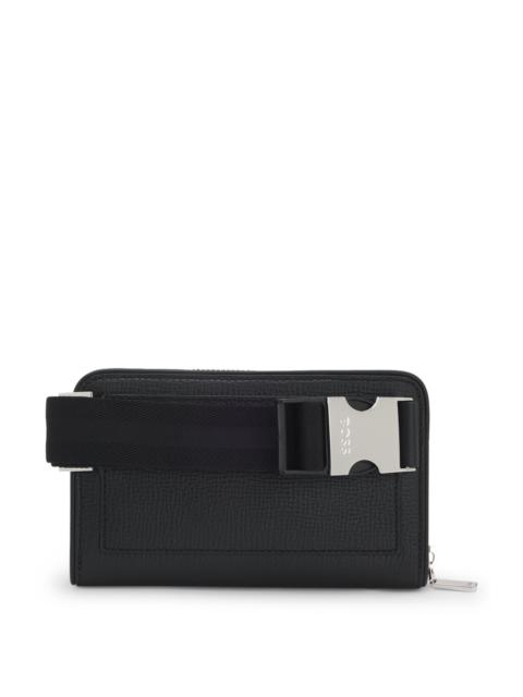 BOSS LEATHER BELT BAG WITH PLAIN AND GRAINED FINISHES