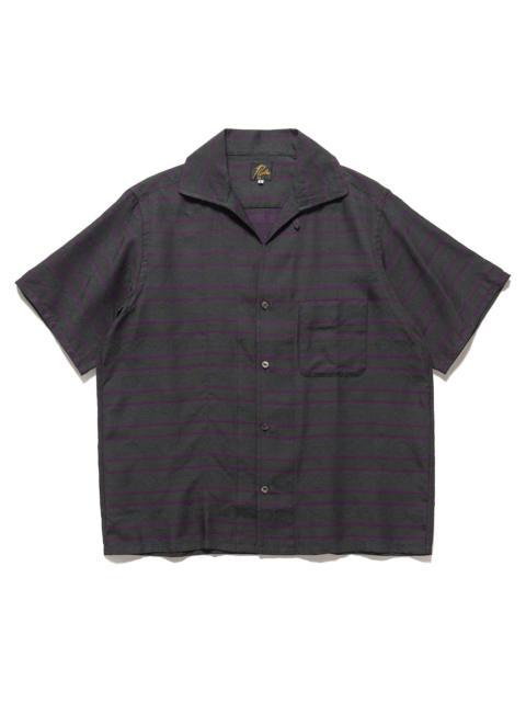 S/S Italian Collar Shirt - PE/C Fine Pattern Stripe Jq. Green