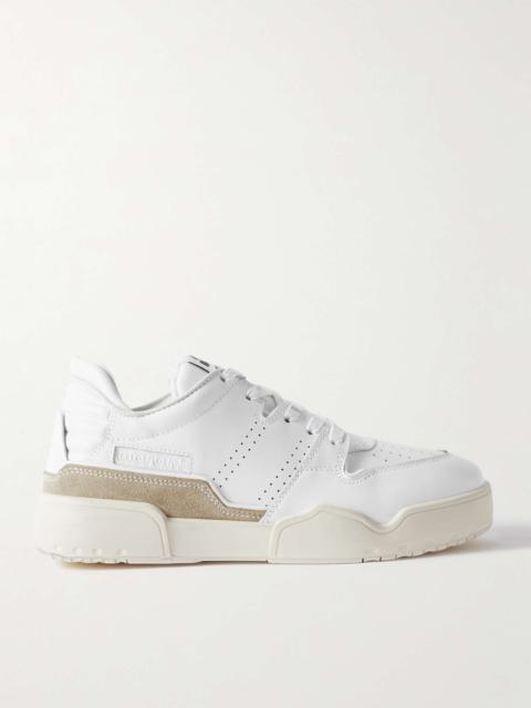 Isabel Marant Emreeh Distressed Suede-Trimmed Leather Sneakers